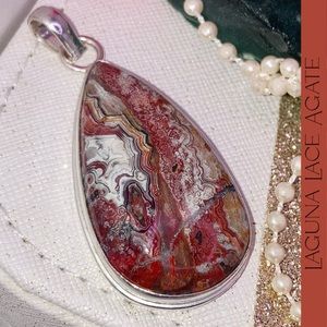 Laguna Lace Agate Gemstone Handmade Pendant Necklace